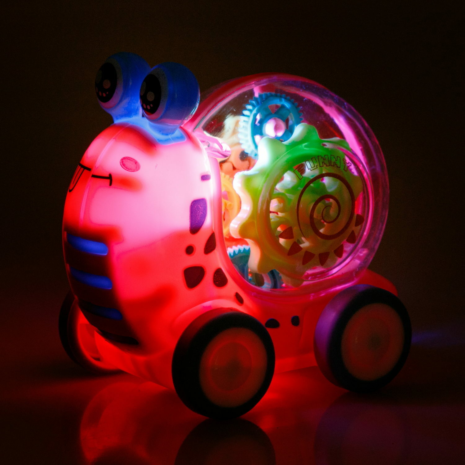 Интерактивная игрушка 1TOY Улитка прозрачная с световыми эффектами розовый - фото 4