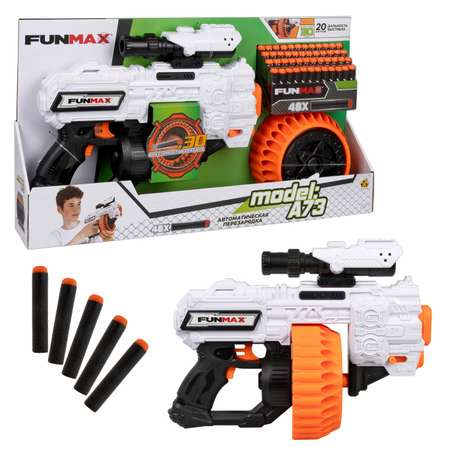 Бластер с мягкими пулями FunMax 1TOY Детское игрушечное оружие пистолет для мальчиков барабан на 30 выстрелов