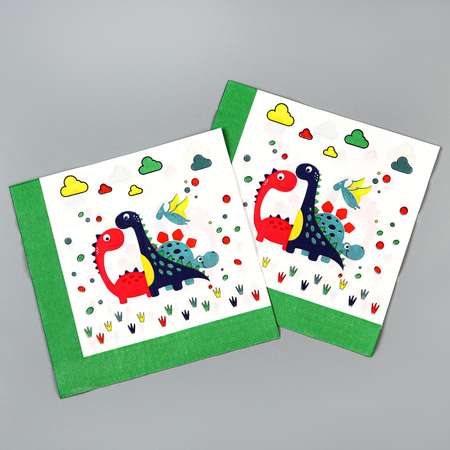 Салфетки Страна карнавалия бумажные «Милые динозаврики» в наборе 20 шт.