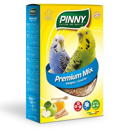 Корм для волнистых попугаев PINNY 0.8кг Premium Mix Budgies с фруктами-бисквитом-витаминами