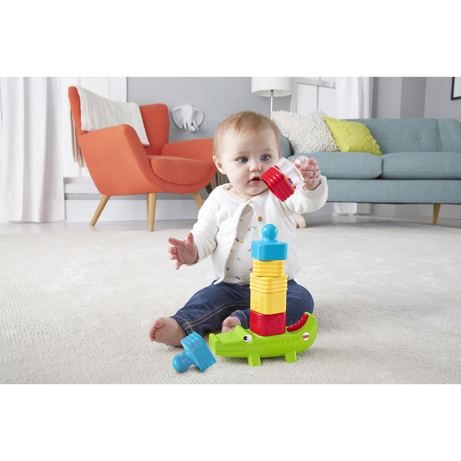 Игрушка Fisher Price пирамидка Веселый крокодил - фото 6