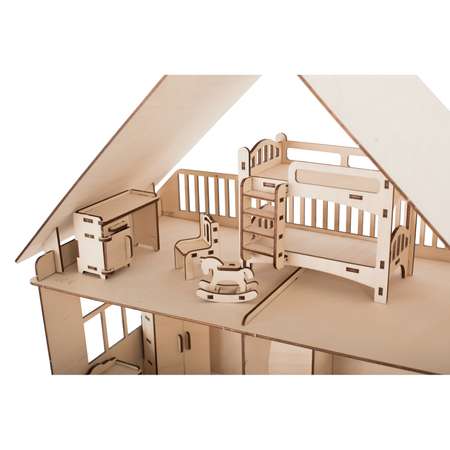 Деревянный конструктор ХэппиДом Кукольный дом для лол с пристройкой и мебелью