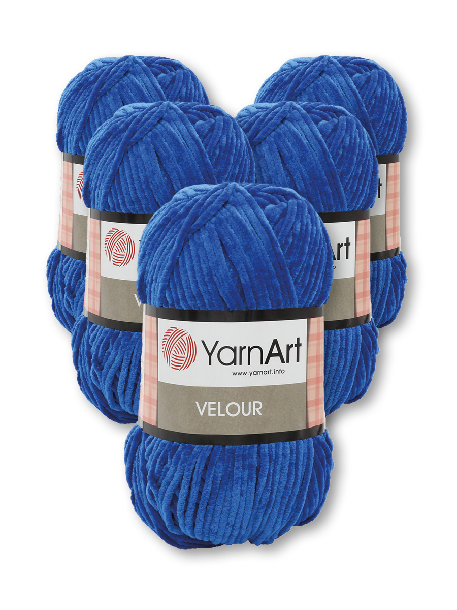 Пряжа для вязания YarnArt Velour 100 г 170 м микрополиэстер мягкая велюровая 5 мотков 857 синий - фото 3