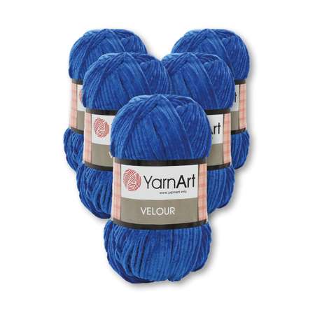 Пряжа для вязания YarnArt Velour 100 г 170 м микрополиэстер мягкая велюровая 5 мотков 857 синий