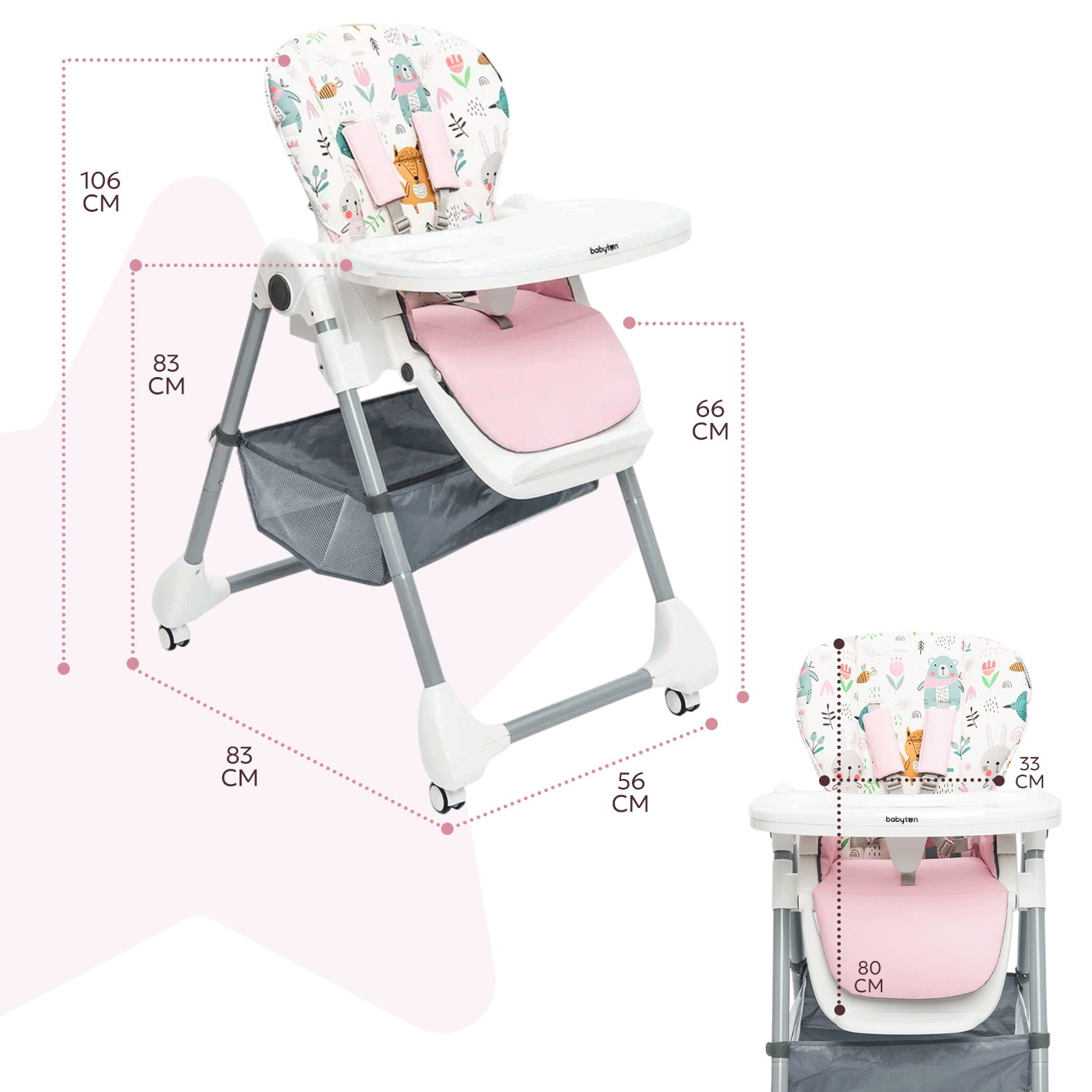 Стул для кормления Babyton Pretty Friends Pink B-002 - фото 5