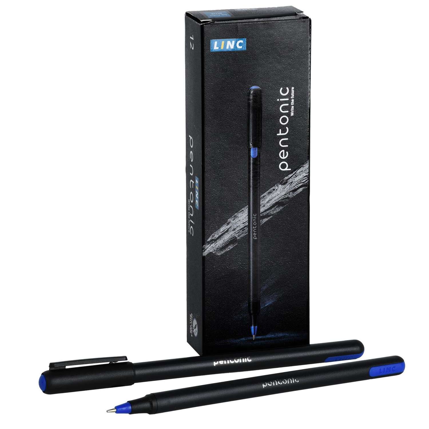 Ручки LINC шариковые PENTONIC синие чернила 12 штук - фото 1