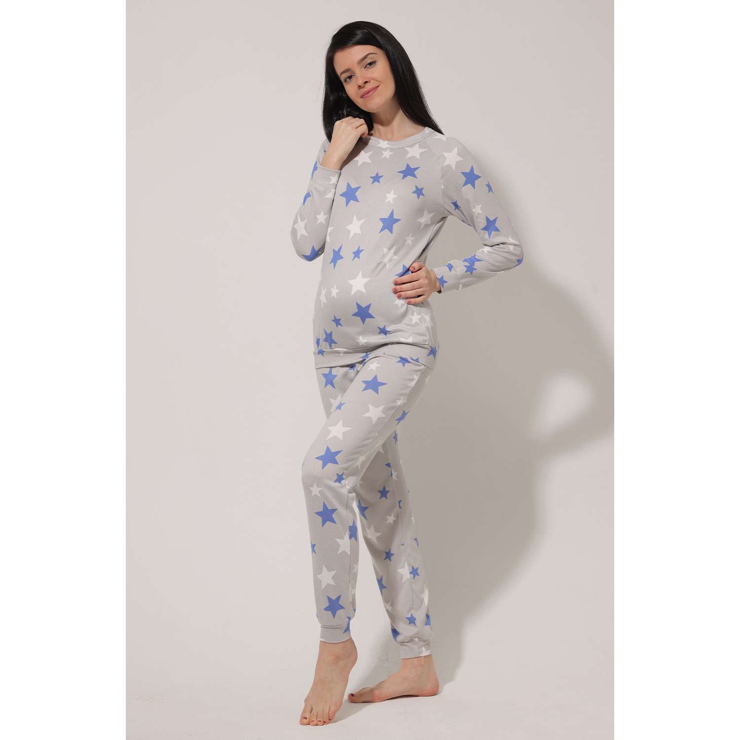 Пижама Мама Эксперт АД7118К(МЭ) Серый/белый/синий - фото 1