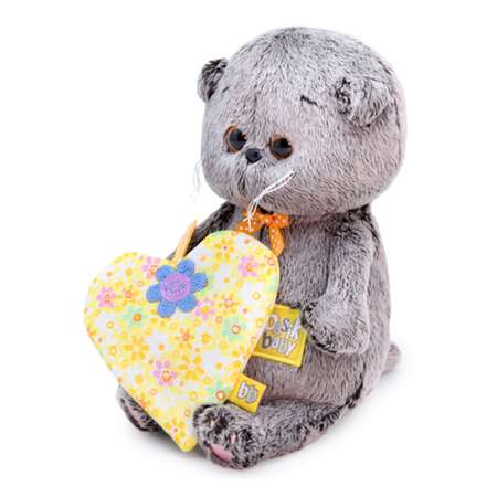 Мягкая игрушка BUDI BASA Кот Басик BABY с желтым сердечком 20 см BB003