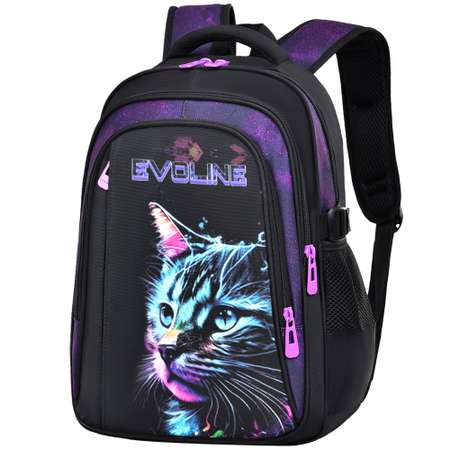 Рюкзак школьный Evoline Черный лицо кошки EVO-CAT-5