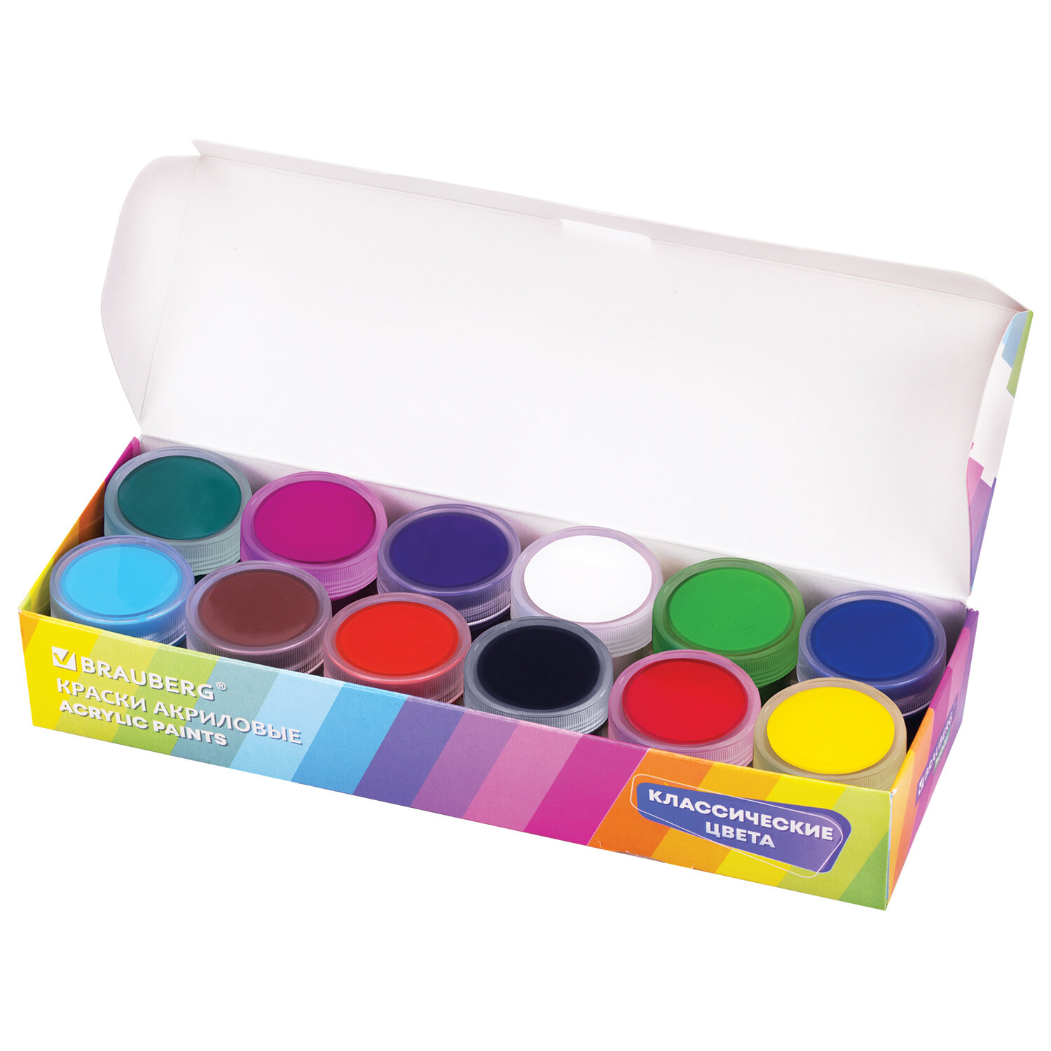 Краски акриловые Brauberg набор для рисования 12 цветов по 10 мл - фото 5