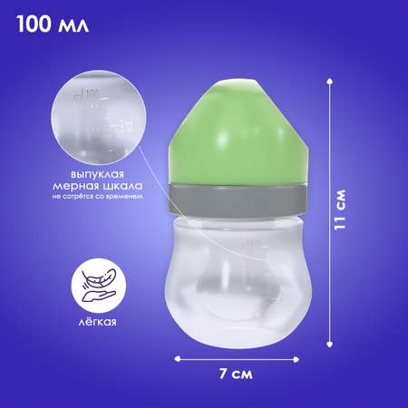 Бутылочка для кормления KUNDER 100 мл с силиконовой соской диаметр 5 см размер соски S (0+)