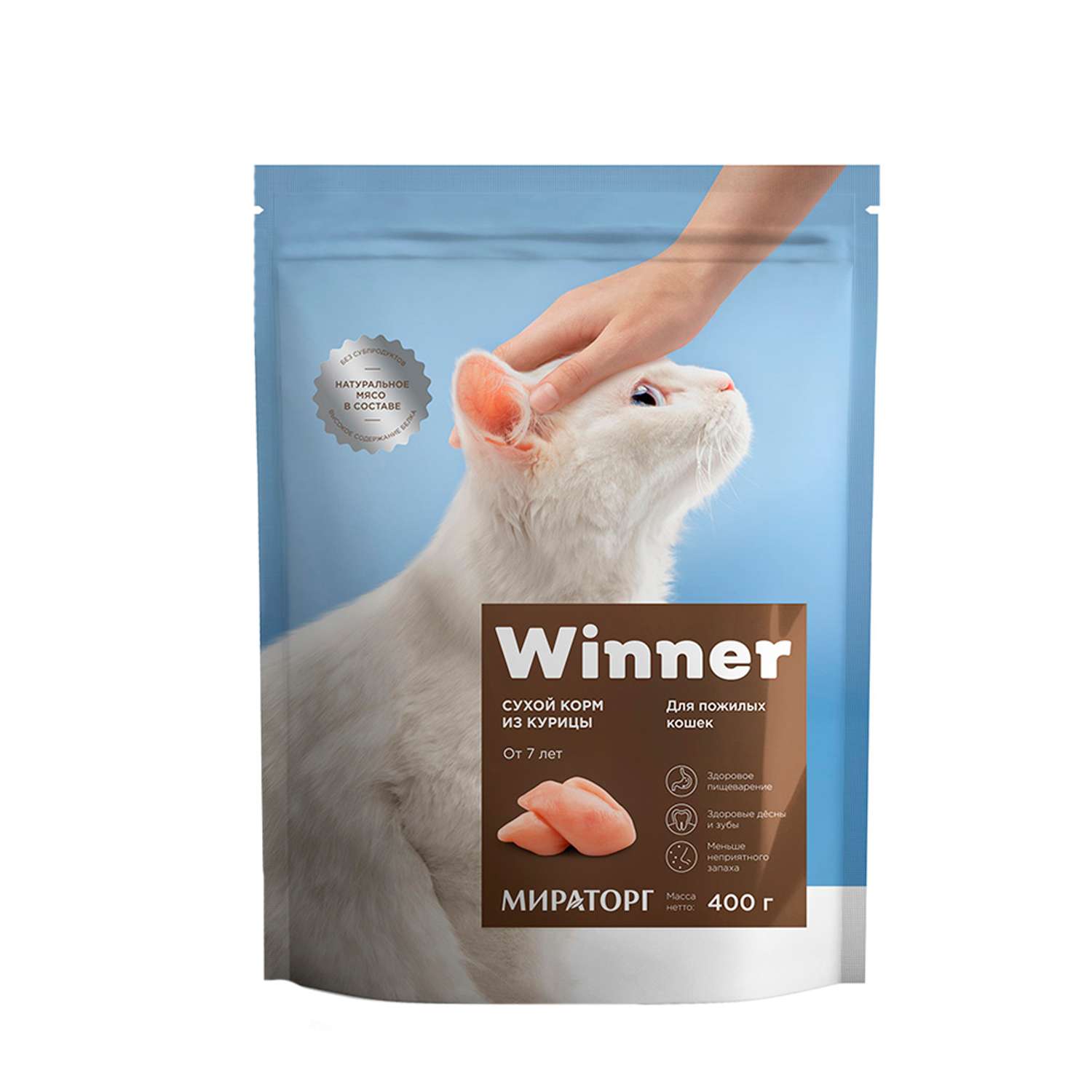 Корм сухой WINNER полнорационный для пожилых кошек из курицы 400 г - фото 1