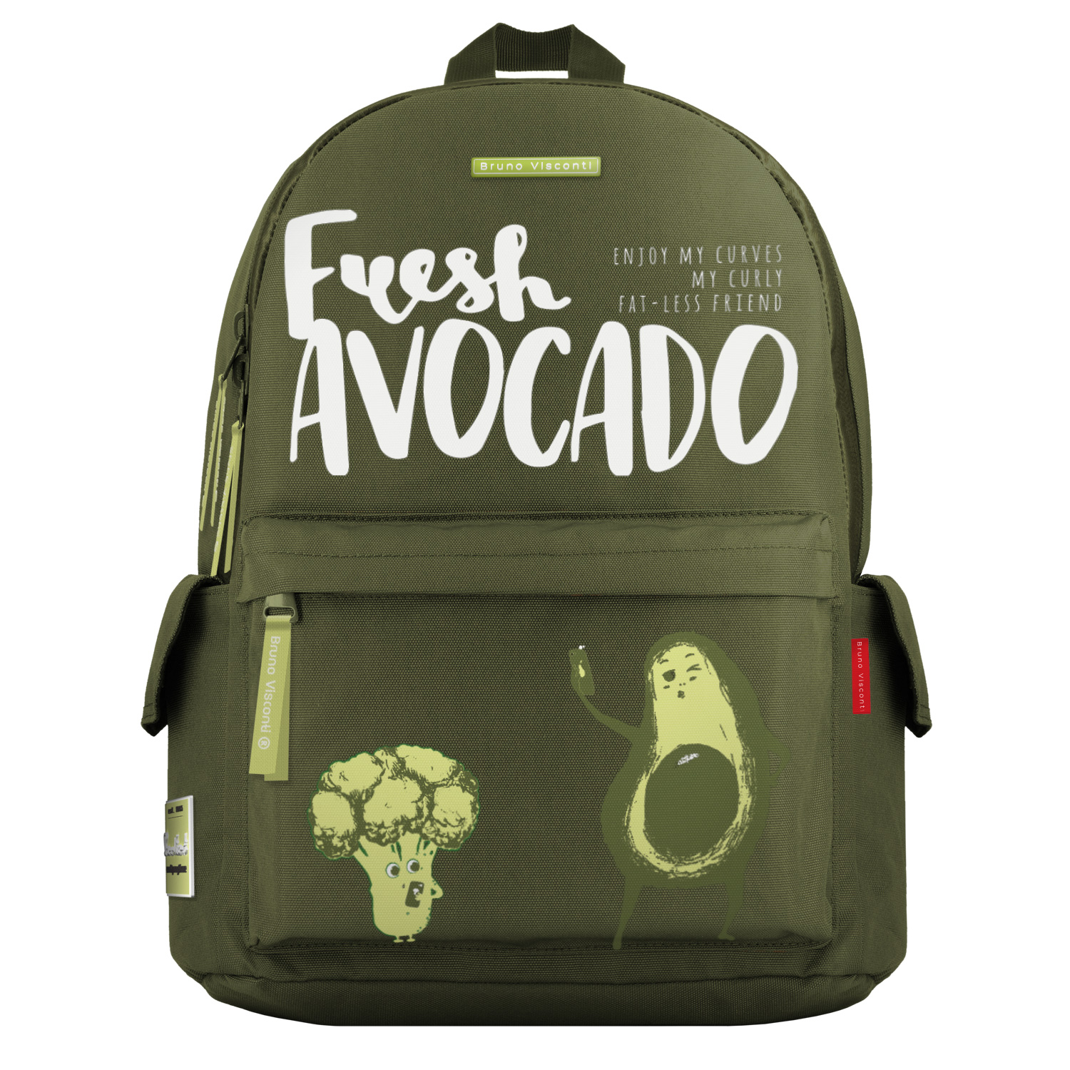 Рюкзак школьный Bruno Visconti молодежный темно-зеленый Авокадо Селфи - фото 2