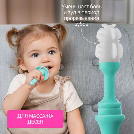 Зубная детская щетка ROXY-KIDS с ограничителем цвет бирюзовый 2 шт