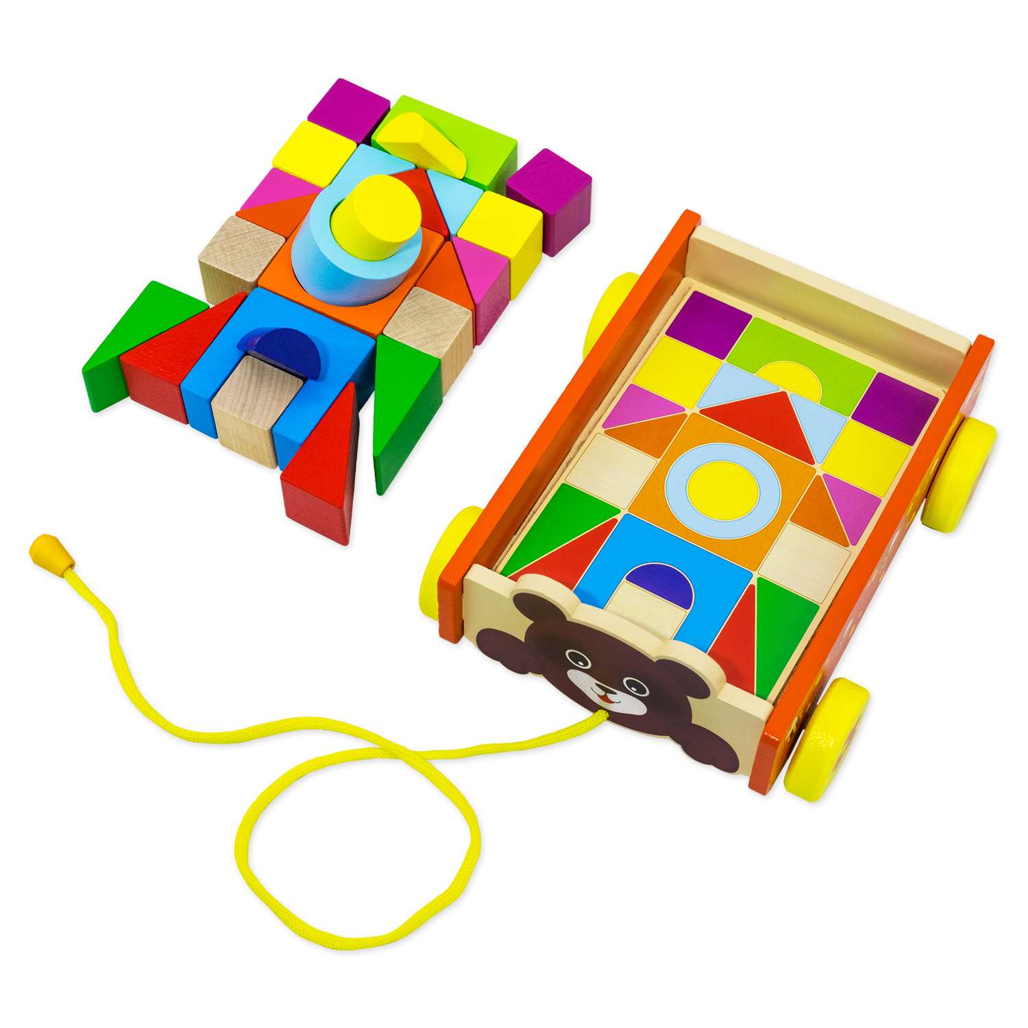 Каталка конструктор Мишка Alatoys деревянная развивающая игрушка Монтессори + гайд - фото 16