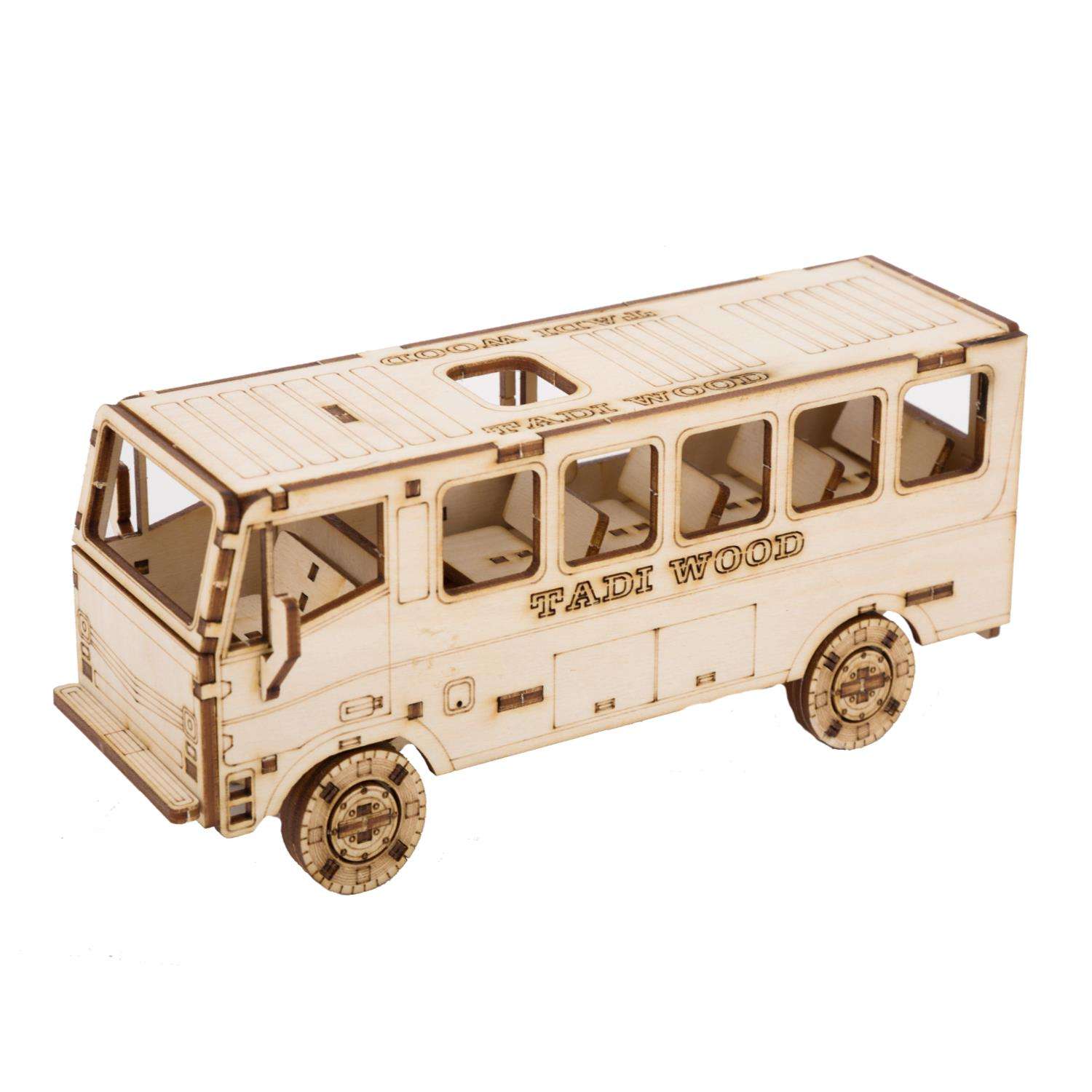 Сборная модель деревянная TADIWOOD Автобус 20.5 см. 82 детали - фото 2