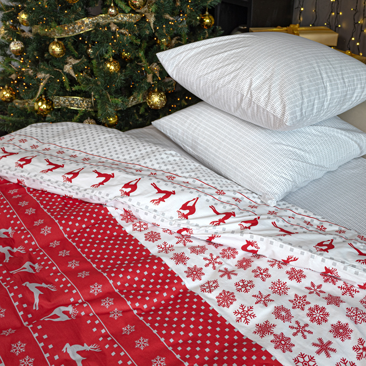 Комплект постельного белья Bravo Christmas 1.5 спальный наволочки 70х70 - фото 4