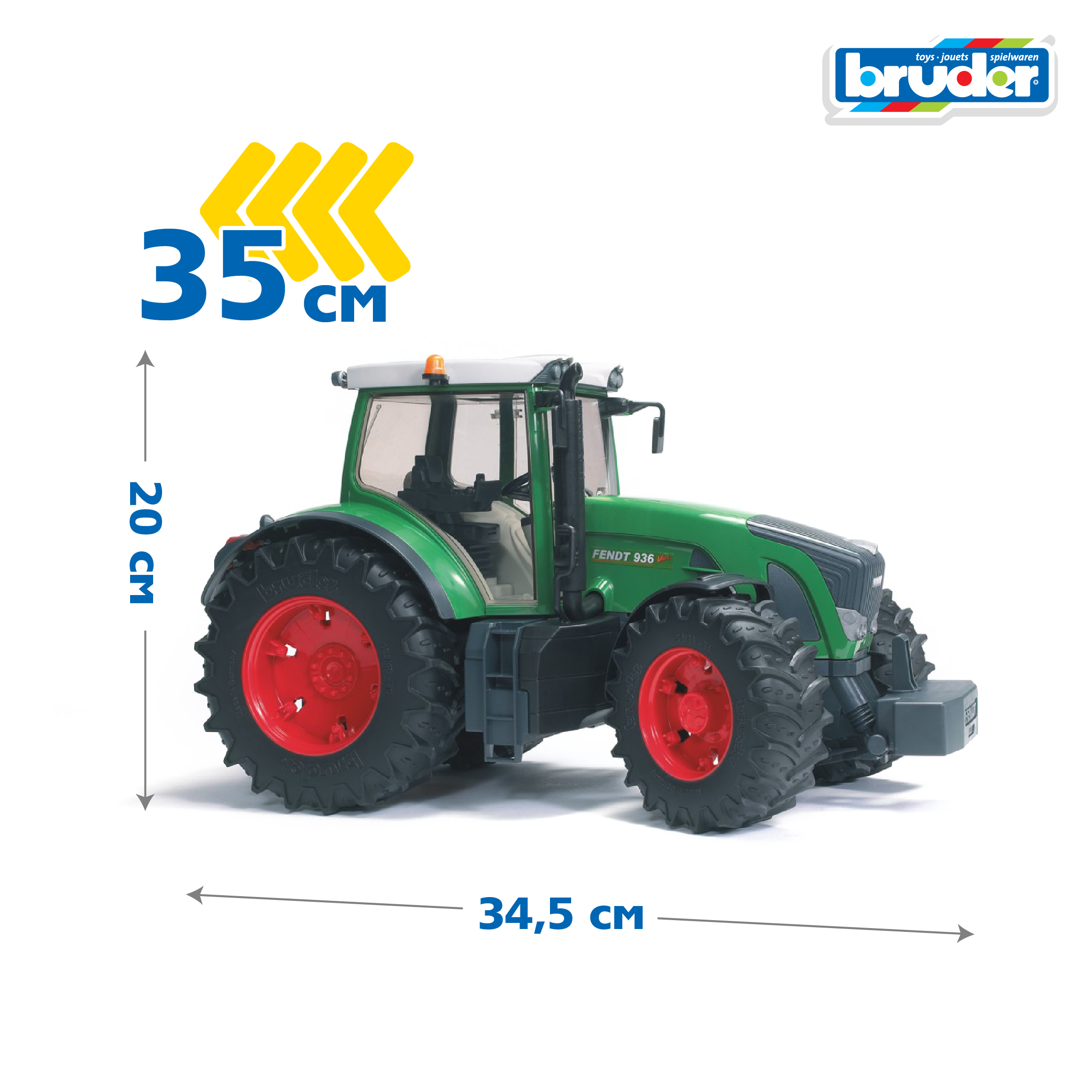 Трактор Bruder Fendt 936 Vario без механизмов зеленый 03-040 - фото 2