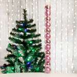 Набор елочных украшений BABY STYLE Шары розовый глянец принт искра 6 см 12 шт