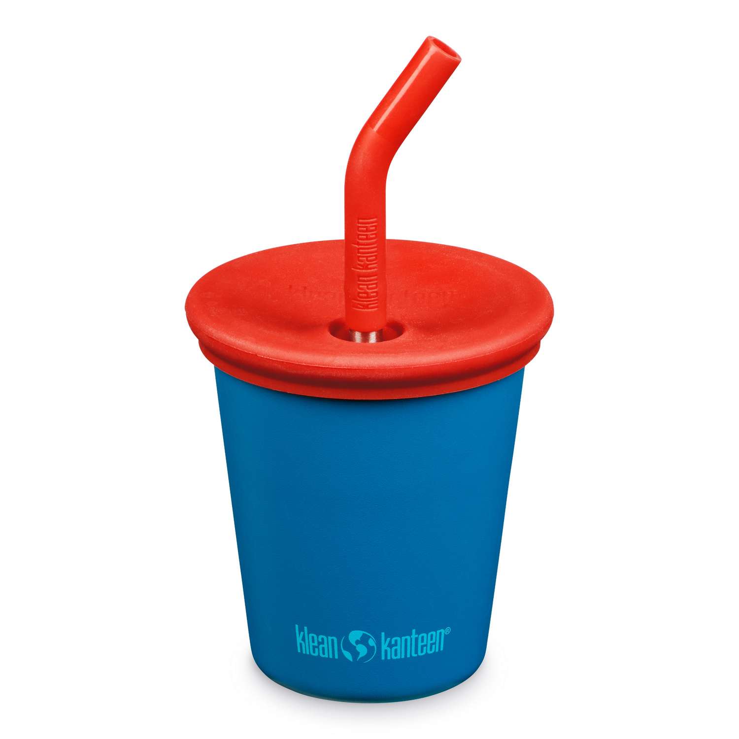 Стакан Klean Kanteen детский одностенный Kid Cup Straw Lid 10oz Mykonos Blue с трубочкой 296 мл - фото 1