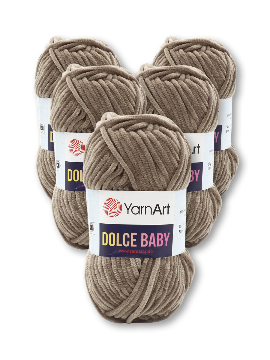 Пряжа для вязания YarnArt Dolce Baby 50 гр 85 м микрополиэстер плюшевая 5 мотков 754 серо-коричневый - фото 3