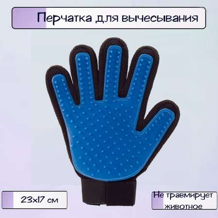 Перчатка для кошек и собак Ripoma для вычесывания шерсти цвет синий