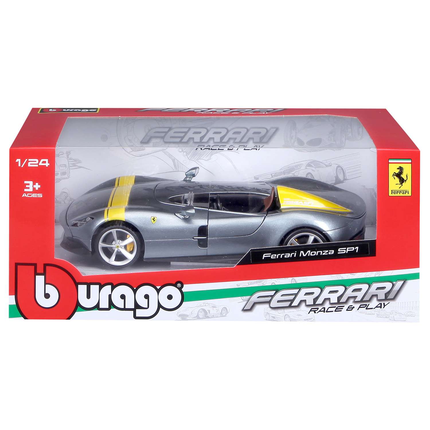 Машинка Bburago гоночная с принтом открывающиеся двери серебристая 18-26027SL 18-26027SL - фото 8