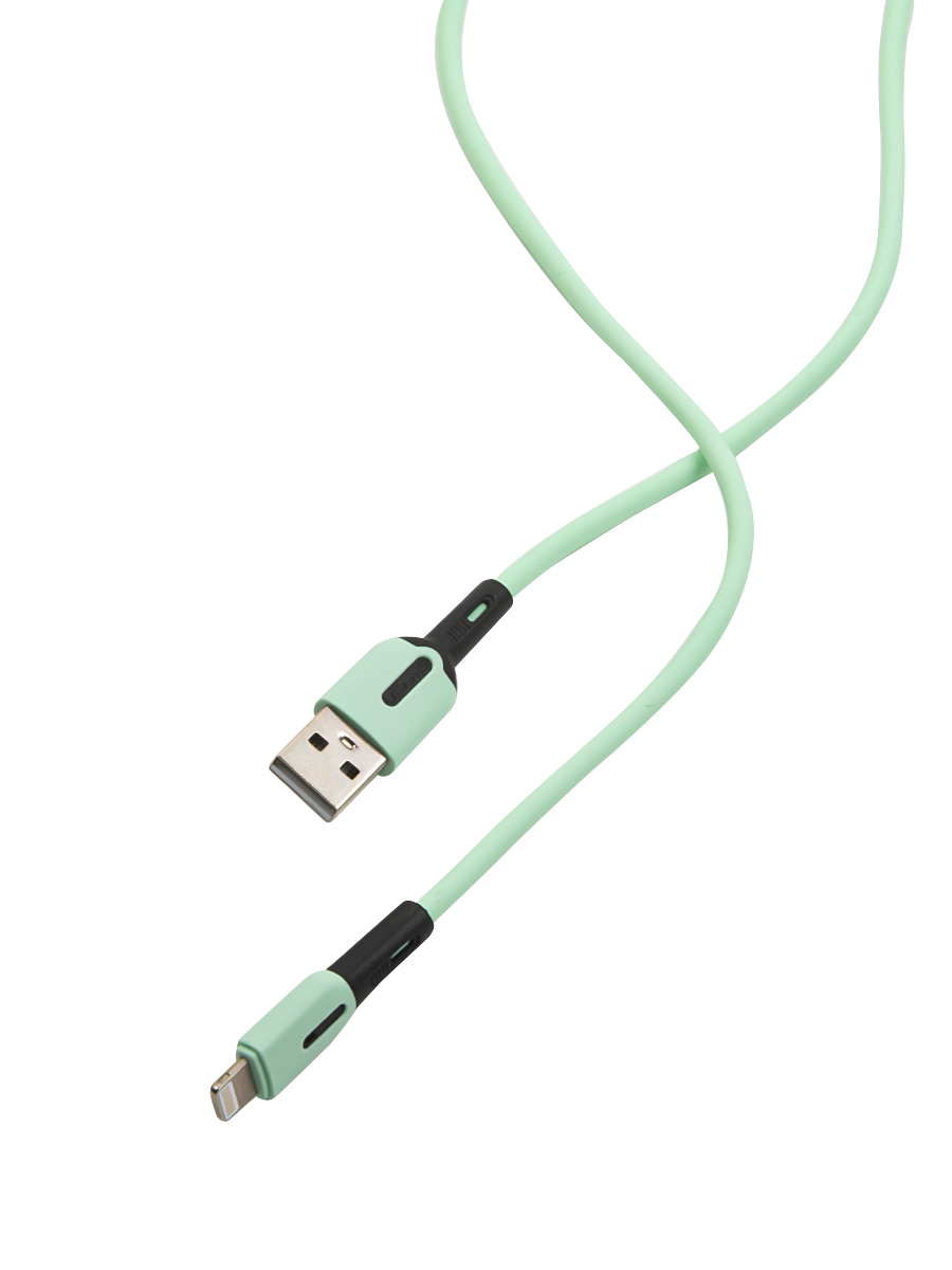 Дата-кабель USAMS SJ431 USB - Lightning с индикатором (1 м) силиконовый мятный - фото 1