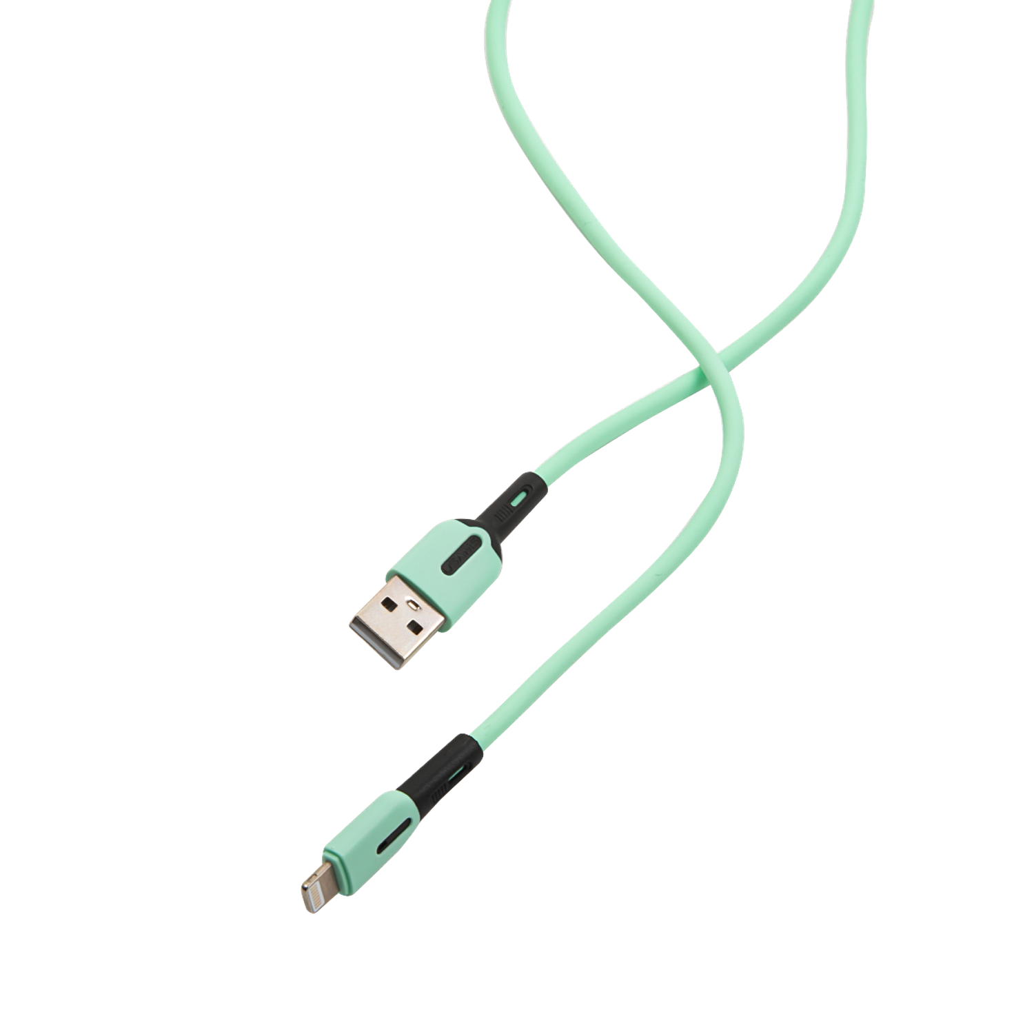 Дата-кабель USAMS SJ431 USB - Lightning с индикатором (1 м) силиконовый мятный - фото 1