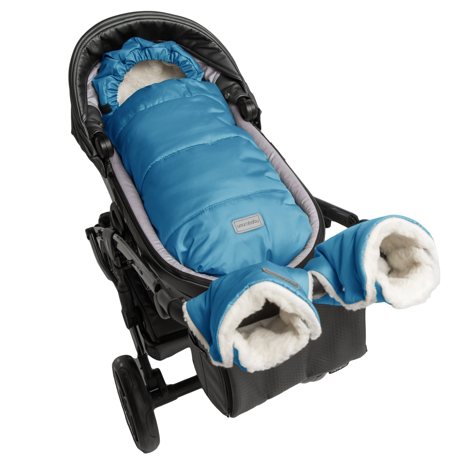 Конверт зимний меховой AmaroBaby Snowy Travel Голубой 105 см - фото 6