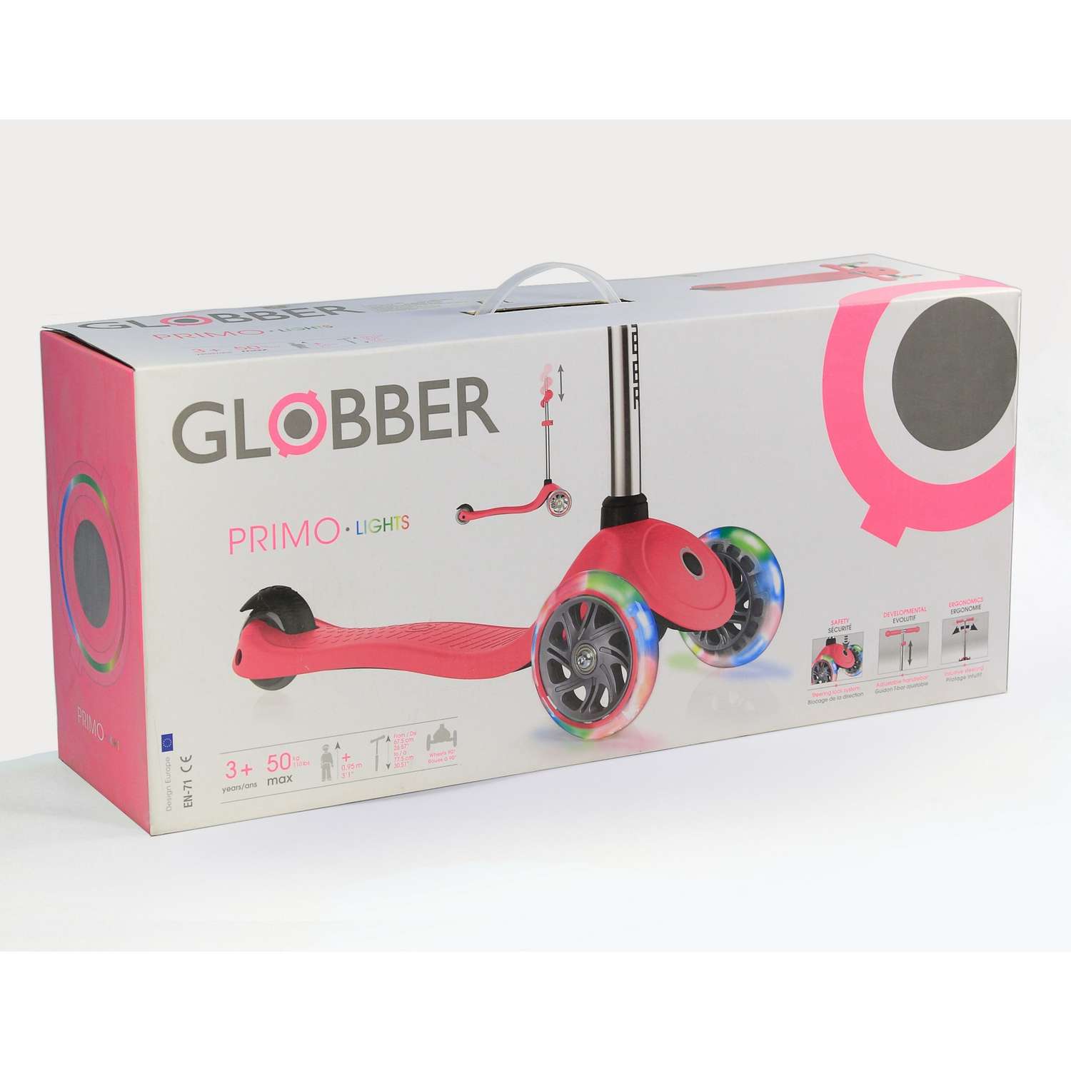 Самокат Globber Primo Lights Розовый - фото 2