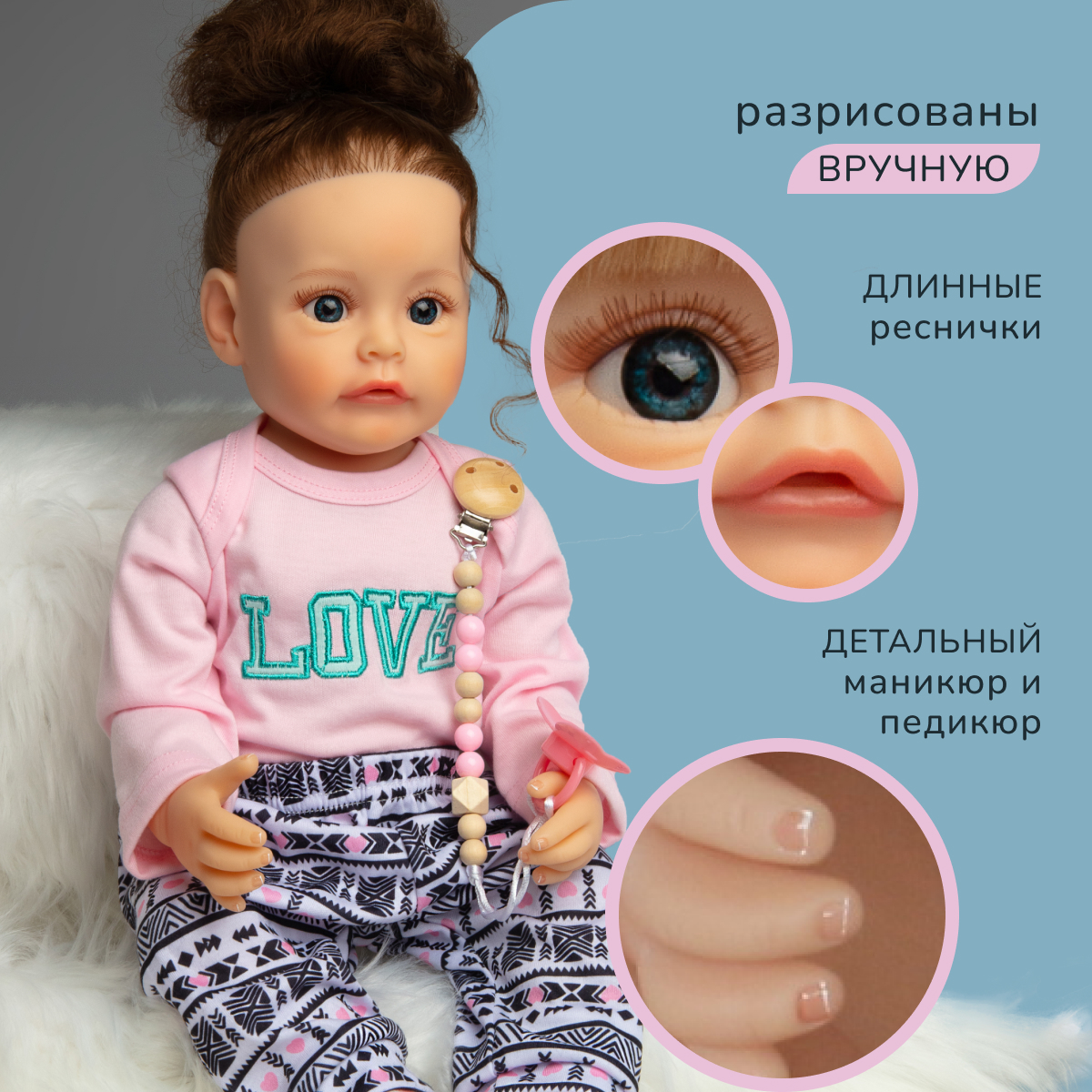 Кукла Реборн QA BABY Кристина девочка большая пупс набор игрушки для  девочки 55 см