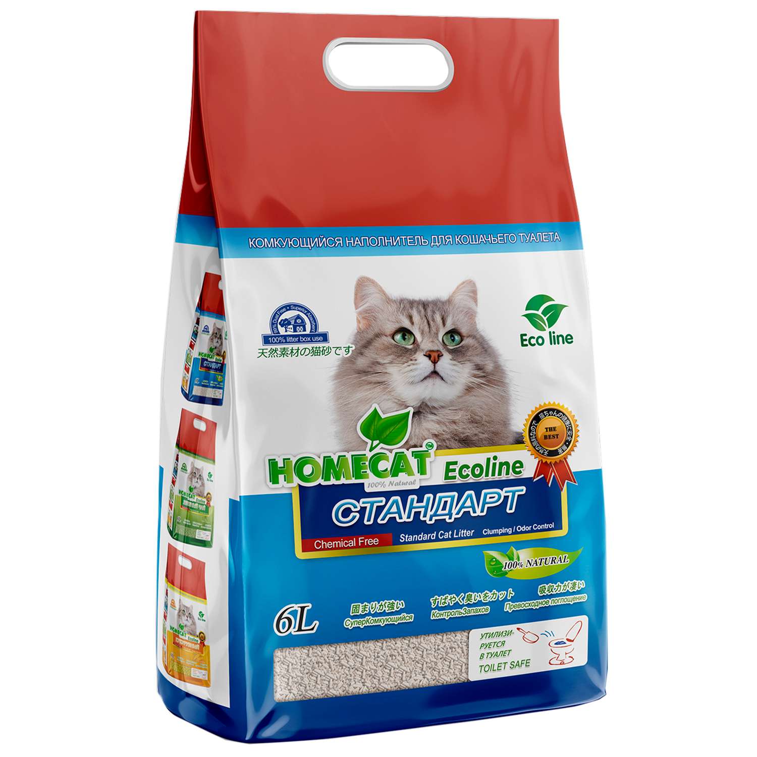 Наполнитель для кошачьих туалетов HOMECAT Ecoline стандарт комкующийся 6л - фото 1