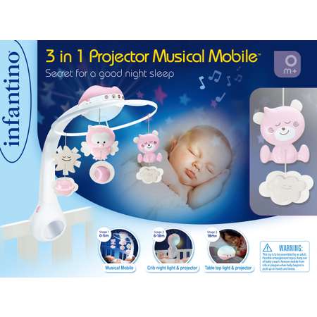 Мобиль-проектор INFANTINO 3 в 1 Музыкальный розовый