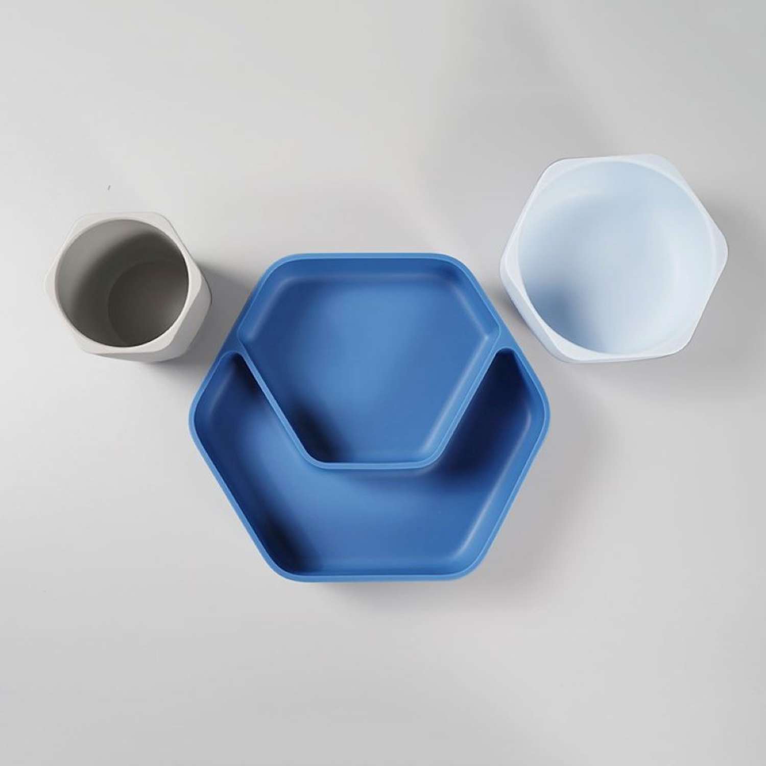 Набор детской посуды HEORSHE Toddler Feeding Set от 6 месяцев силиконовый синий - фото 3
