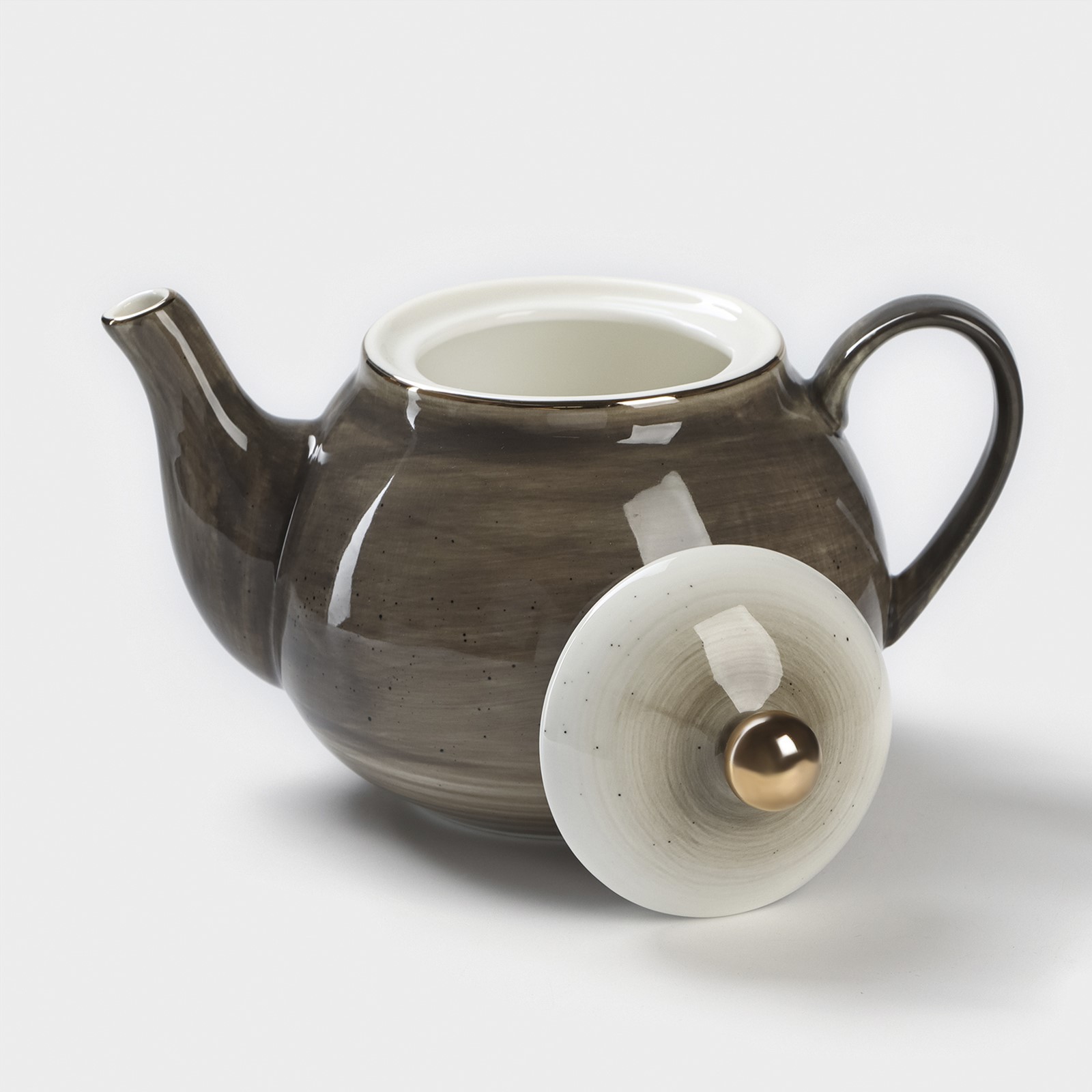 Заварочный чайник Доляна фарфоровый «Млечный путь» 900 мл цвет серый - фото 2