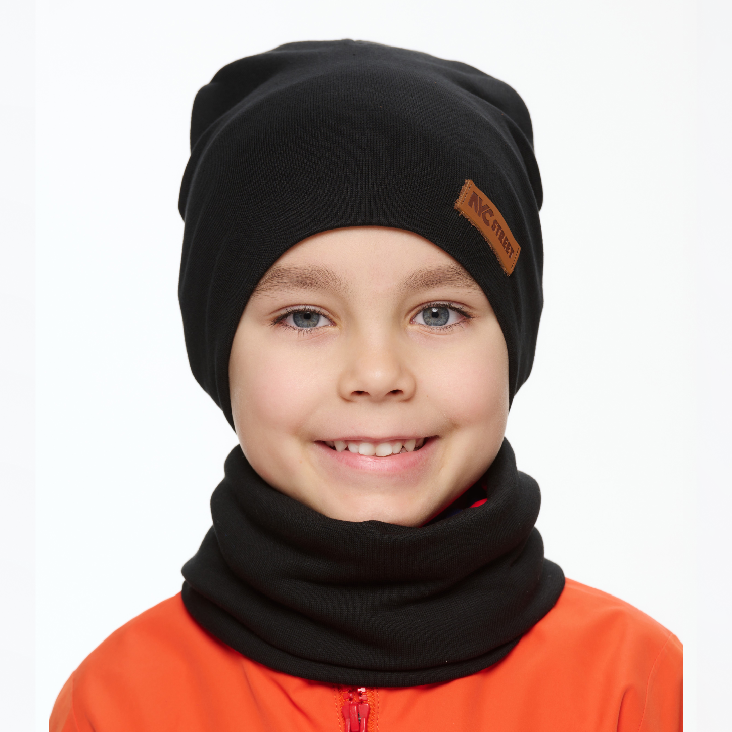 Шапка и снуд NYCkids NYC-H-37-plain-black - фото 4