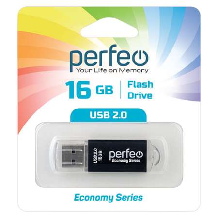 USB флешка Perfeo 16GB E01 Black economy series