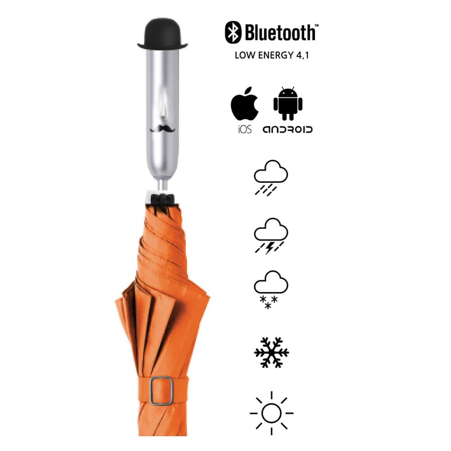 Умный зонт OpusOne оранжевый OP-SU101GL-OE - фото 2