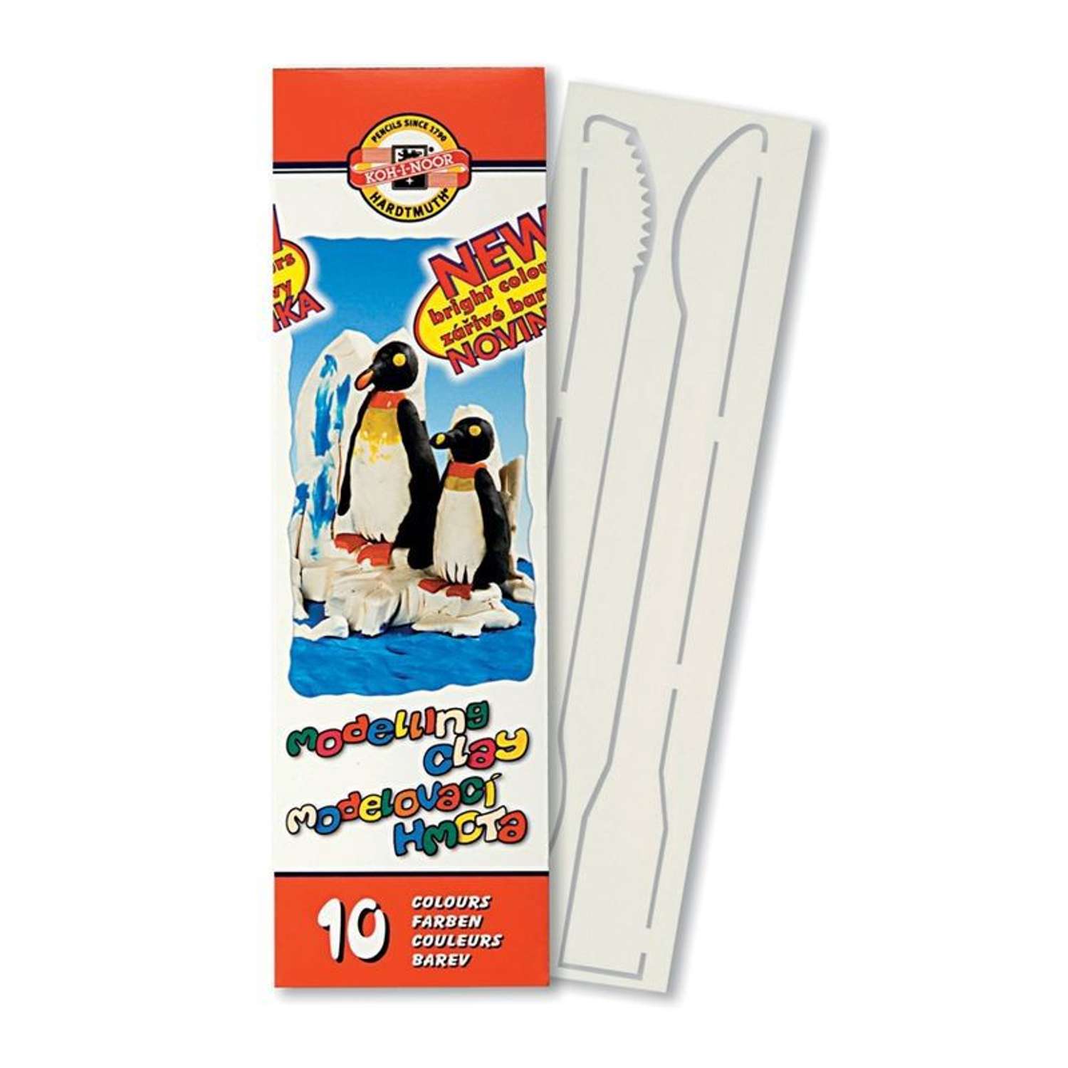 Пластилин Koh-I-Noor Пингвины 200г 10цветов + 2стека 013150600000RU - фото 1