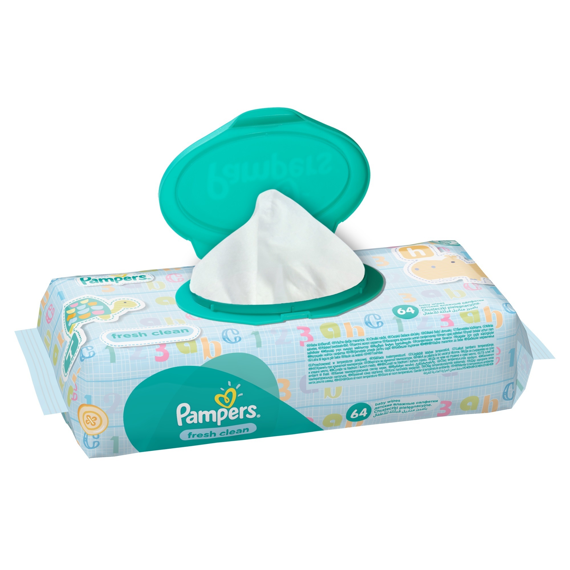 Салфетки Pampers Baby Fresh Clean, влажные сменный блок 64 шт в ассортименте - фото 5