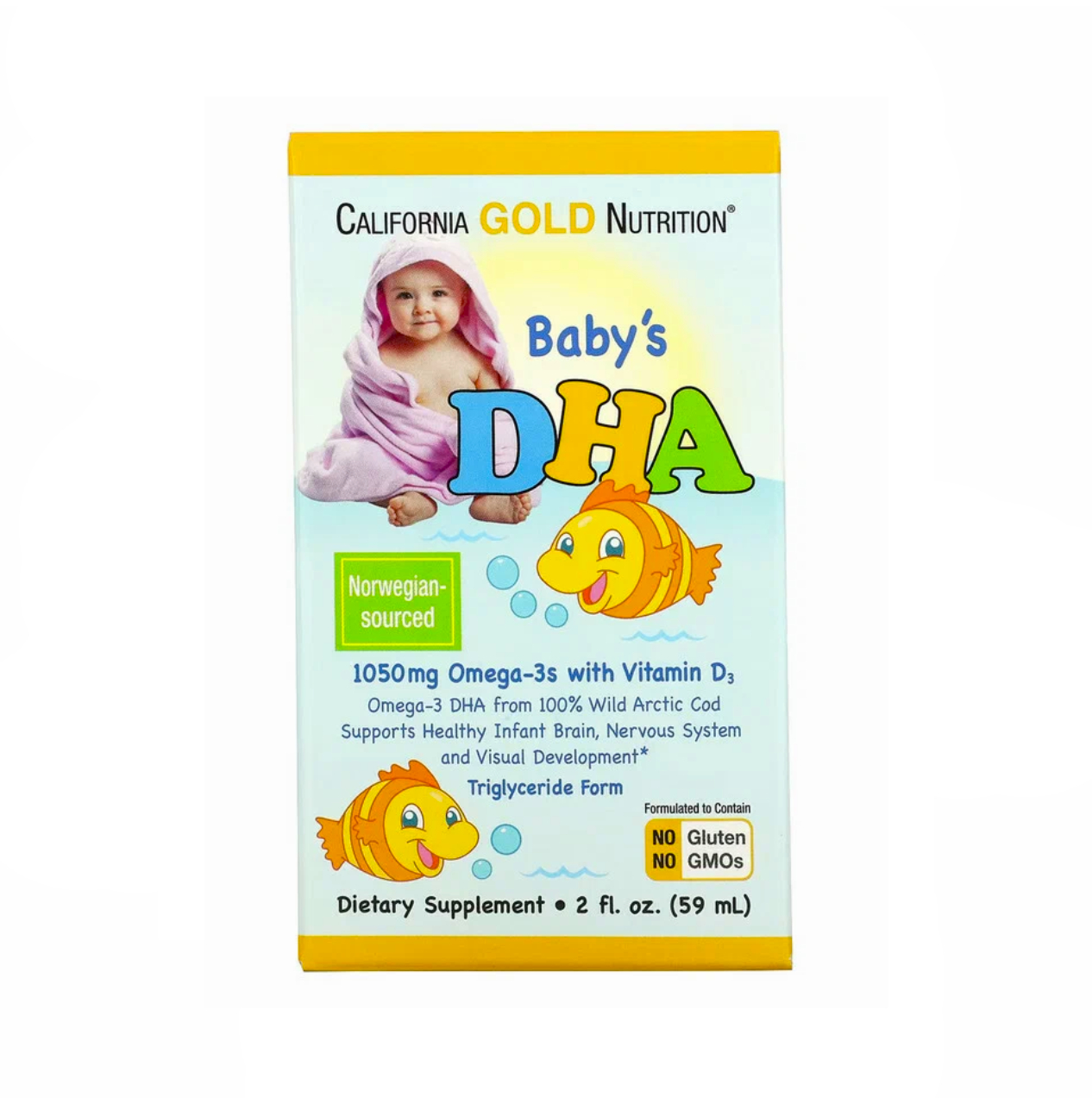 Омега 3 с + D3 для детей California Gold Nutrition Babys DHA 59мл - фото 1