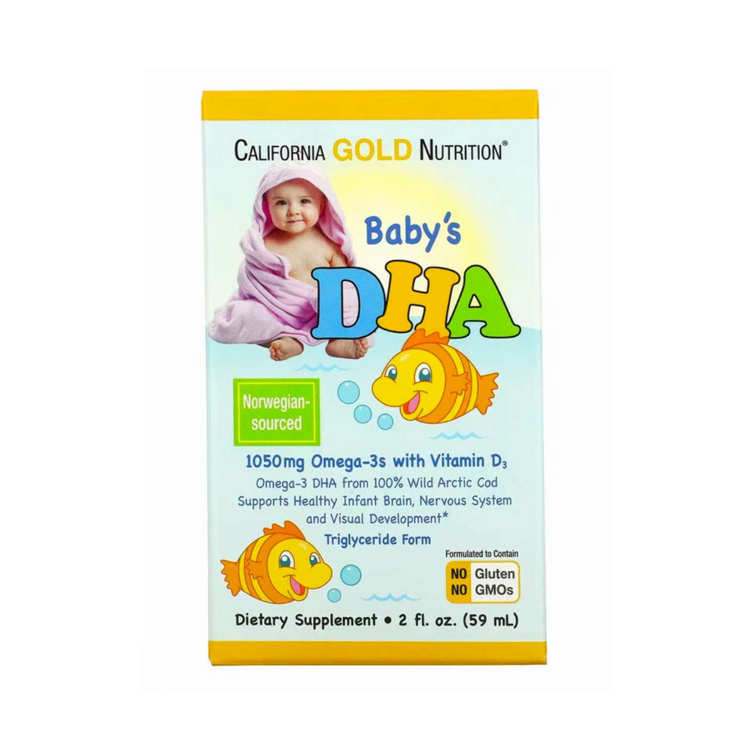 Омега 3 с + D3 для детей California Gold Nutrition Babys DHA 59мл - фото 1