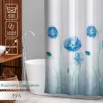 Штора для ванны Доляна «Синие маки» 180×180 см EVA