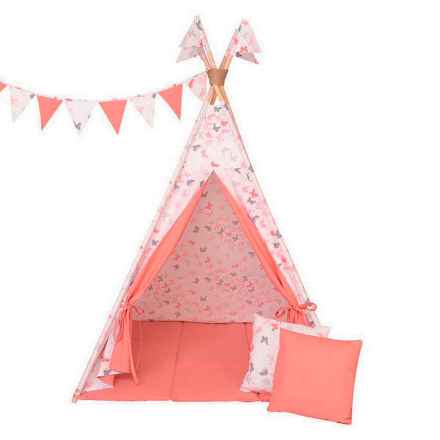 Детская игровая палатка вигвам Buklya Бабочки цв. коралловый - фото 3