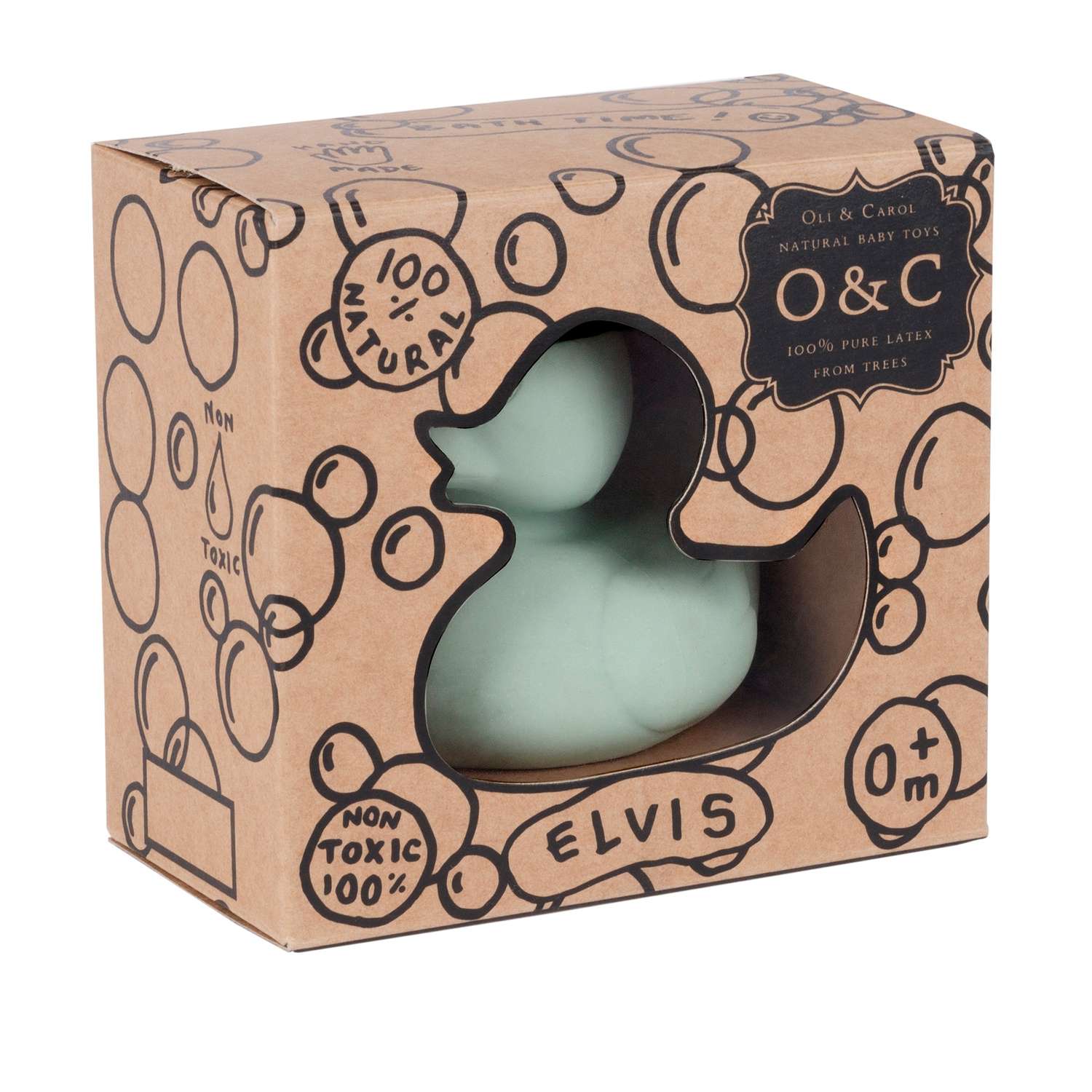 Прорезыватель грызунок OLI and CAROL Elvis The Duck Mint из натурального каучука - фото 2