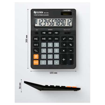 Калькулятор Eleven SDC-444S 12 разрядов двойное питание 155*205*36мм черный