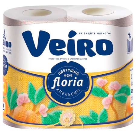 Туалетная бумага Veiro Цветы персика - Цветущий Апельсин 2-х слойная 4 рулона