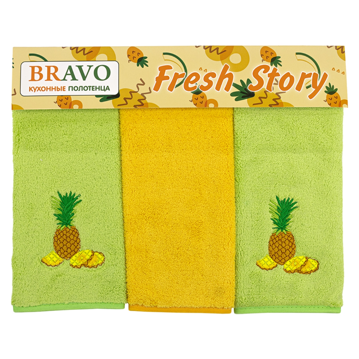 Комплект полотенец для кухни Bravo Fresh Story Ананас 30х50 см 3 шт - фото 1