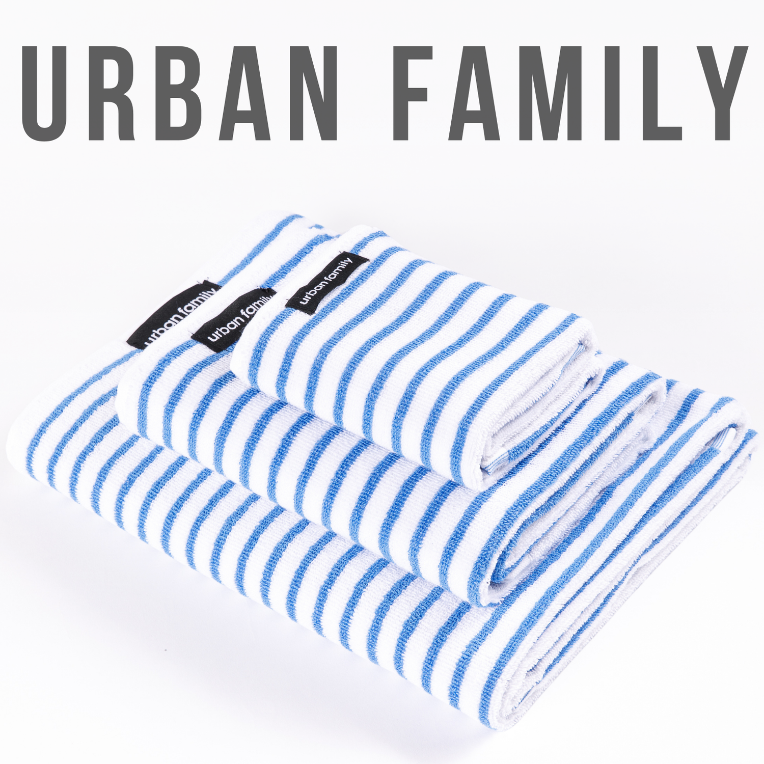 Набор махровых полотенец Urban Family Белый с Голубой полосой - фото 2